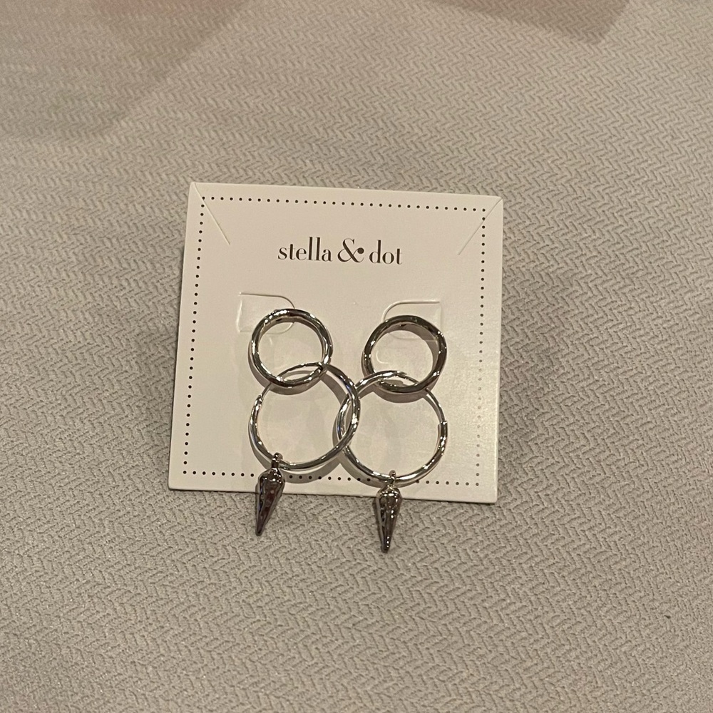Stella & Dot Silver Double Hoop Earrings